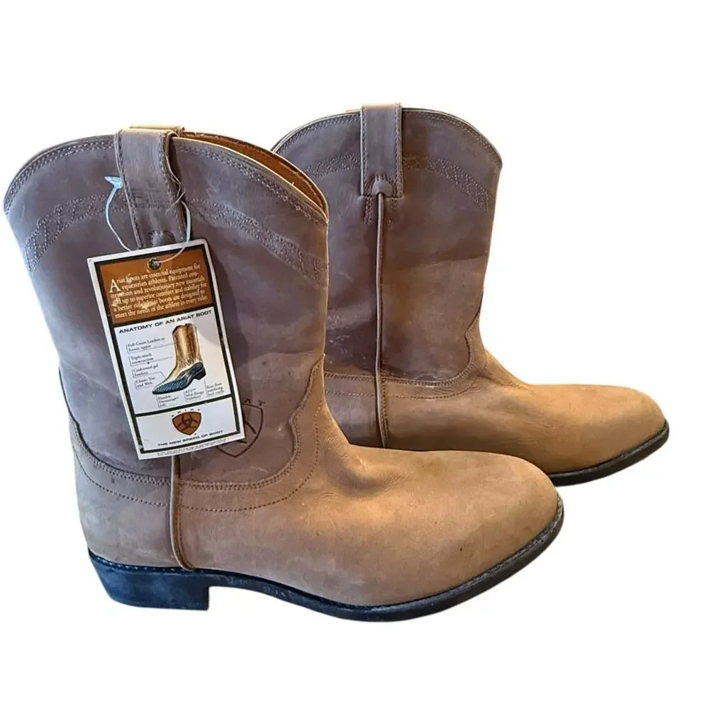 Ariat Classic men’s 11.5 Medium Tan Nubuck Suede Classic Roper Style Boots NWT